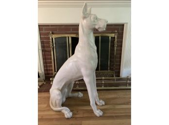 Extraordinary Vintage Italian Porcelain Great Dane 42' Dog Statue