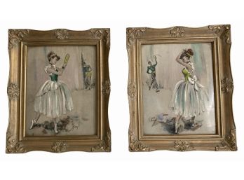 Pair Of Vintage Pastel Prints Of Ballerinas By Cydney Grossman (1909-1982)