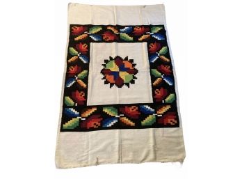 Colorful Vintage South American Rug / Wall Hanging  6.5 Ft X 4.25 Ft