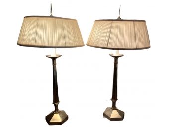 Tall Pair Of MCM Brass Lamps