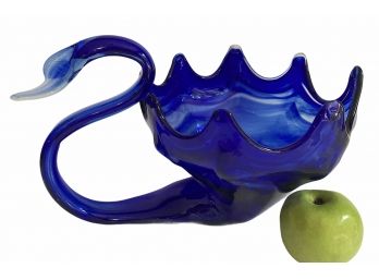 Handblown Murano Glass Cobalt Blue Swan Centerpiece Bowl