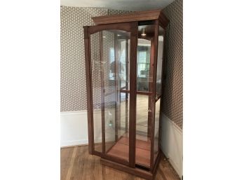 Illuminated Light Cherry Curio Cabinet With Sliding Door 30' X 18' X 79'Tall (B)