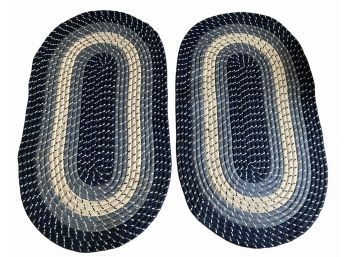 Pair Of  Never Used Natco Blue Braided Rugs 50' X 30'