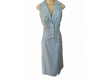 Vintage Two-piece Gingham Custom Vest And Long Skirt