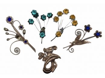 Sterling Silver Bouquet Pins - 5 Pieces - (6)