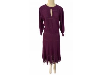 Vintage Purple Woven Midi Length Dress