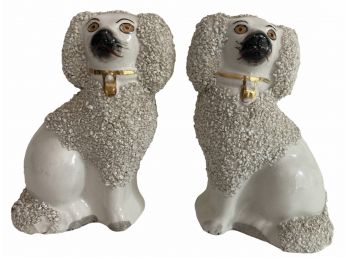 Small Pair Of Antique Staffordshire Dogs (C)