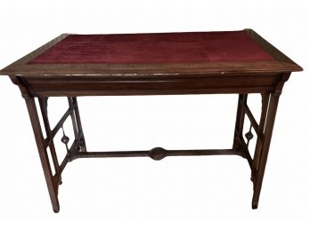 Antique Victorian Table With Red Velvet Top 42' X 26' X 30'