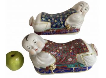 Pair Of Vintage Chinese 11' Reclining Figures