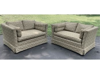 Pair Of Vintage 1970s Love Seats In Flame Stitch Upholstery