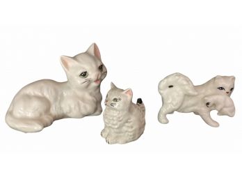 Three Small Vintage Porcelain Cats