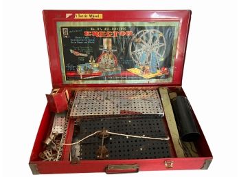 1938 AC Gilbert Erector Set Ferris Wheel 'No. 8 1/2' In Metal Case