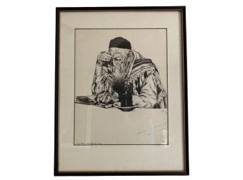 Lithograph Of Rabbi Studying