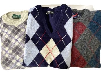 A Vintage Trio Of Extra Large Mens Wool Sweaters Izod, St Michael And Mighty Mac