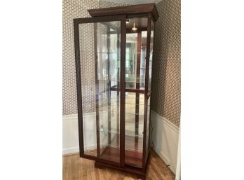 Illuminated Cherry Curio Cabinet With Sliding Door  26' X 18' X 80' (A)