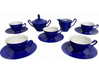 Vintage Blue Demitasse Set Czechoslovakia Twelve Pieces