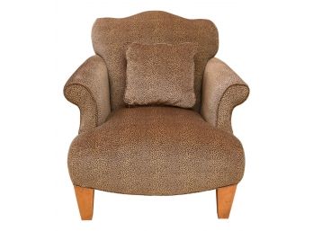 Leopard Print Upholstered Wing Chair With Matching Pillow