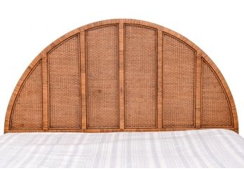 Woven Wicker, Rattan And Wood King Size Oval Shaped Headboard