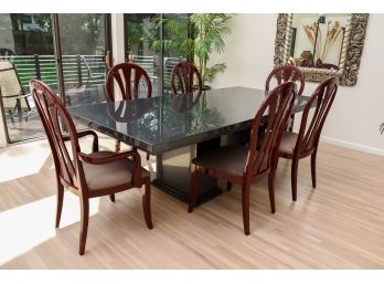 Formica Top Dining Room Table With Set Of Six Lacquer Chairs