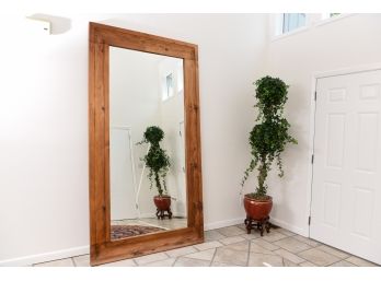 Massive Pottery Barn Wood Framed Beveled Edge Wall Mirror