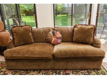 Bernhardt Two Cushion Sofa With Three Throw Pillows