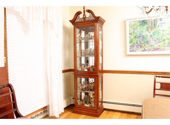 Large Mahogany And Glass Display Cabinet With Lighting