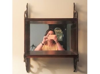 Mahogany Wall Shelf With Mirror Backing