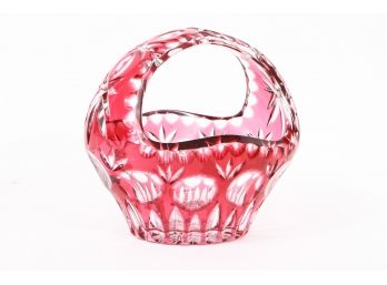 Pink Cut Glass Basket