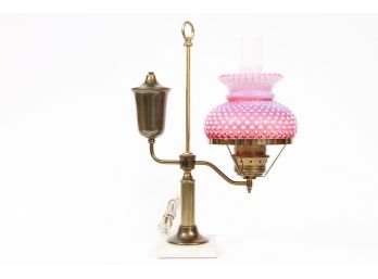 Pink And Marble Fenton Lamp
