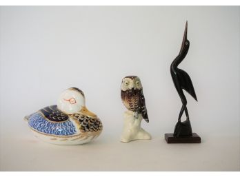 Group Of Three Birds - Owl By Goebel
