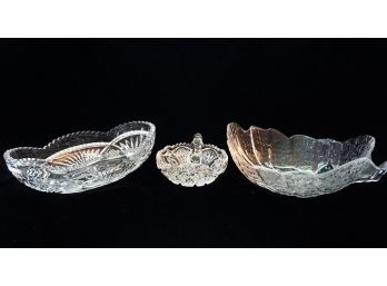 Group Of Three Cut Glass Serving Bowls