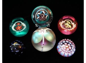 Group Of Six Signed Paperweights