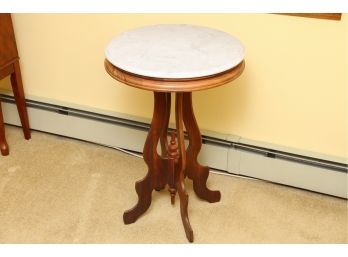 Mahogany And Marble Top Side Table