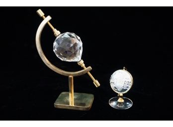 Two Globes - One Swaroski With Clock On Inside With Box
