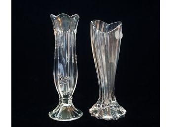 Two Small Cut Crystal Flower Vases - Lenox And Gorham Crystal