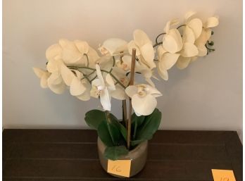 A16, Faux Orchid In Taupe Pot And With Cream Flowers