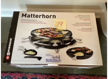 A79, Matternhorn Swissmar 8 Person Raclette Grill 1250W Grill For Fast Cooking,  NEW IN BOX