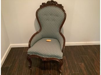 A61, Blue Victorian Carved Chair With Casters