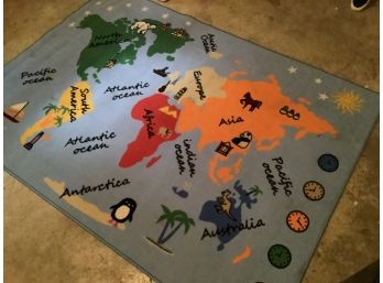 A104, Large Map Of The World Rug NEW, Perfectly Clean