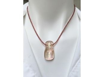 Pink Iridescent Glass On Glass Beaded Chain