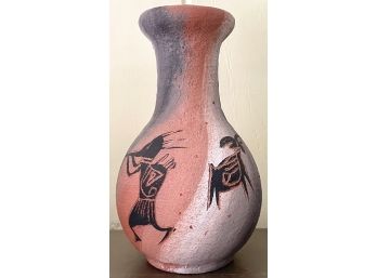 Cedar Mesa Rock Art Pottery Vase Depicting An Anasazi Flute Player