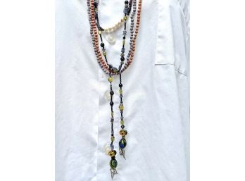 3 Unique Multi-colored Beaded Necklaces