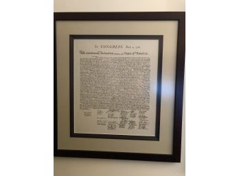 Framed Copy Of The Declaration Of Independence