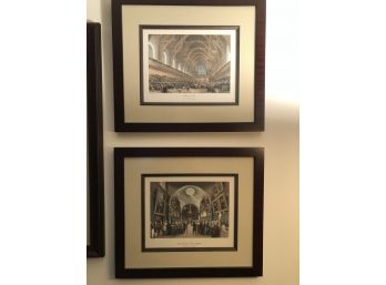 Pair Of Framed Prints, 'westminister Hall, & Court Of Common Ground