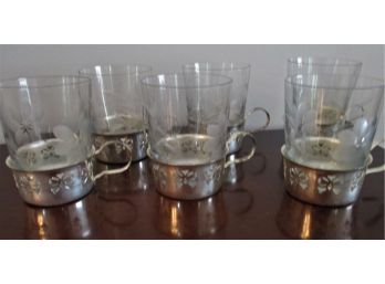 Tumblers In Silver Plate Holders
