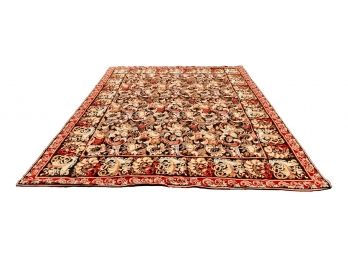 Good Quality Vibrantly Colored Floral Needlepoint Area Rug With Non-slip Mat