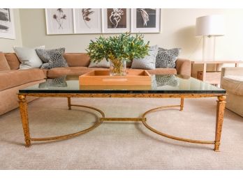 Holly Hunt Gilt Metal Glass Top Coffee Table