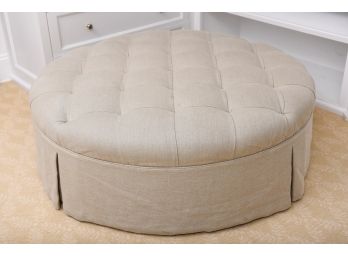 K. Flam Associates Custom Large Round Tufted Ottoman On Casters