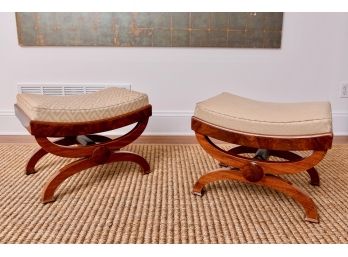 Pair Of Antique English Upholstered Stools