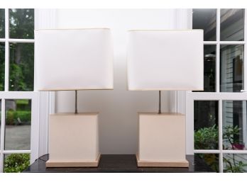 Pair Of Aero Limited Edition Bookcloth Table Lamps Designed By Thomas O'Brien